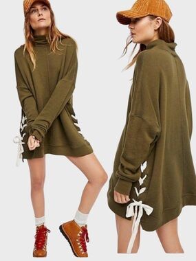 Free People So Plush Pullover Sweatshirt Moss Green Small